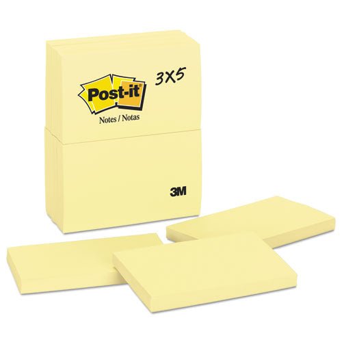 Original Pads In Canary Yellow, 3 X 5, 100-sheet, 12-pack