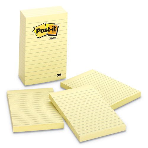 Original Pads In Canary Yellow, Lined, 4 X 6, 100-sheet, 5-pack