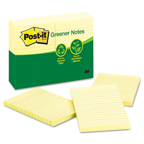 Recycled Note Pads, 4 X 6, Lined, Canary Yellow, 100-sheet, 12-pack