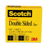 Double-sided Tape, 1" Core, 0.5" X 75 Ft, Clear