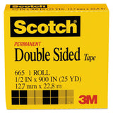 Double-sided Tape, 1" Core, 0.5" X 75 Ft, Clear