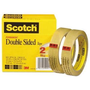 Double-sided Tape, 3" Core, 0.75" X 36 Yds, Clear, 2-pack