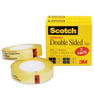 Double-sided Tape, 1" Core, 0.5" X 75 Ft, Clear, 2-pack