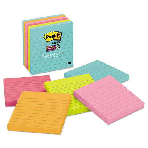 Pads In Miami Colors, Lined, 4 X 4, 90-pad, 6 Pads-pack