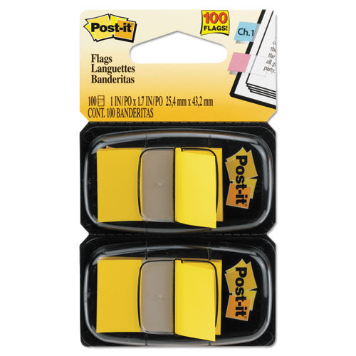 Standard Page Flags In Dispenser, Yellow, 100 Flags-dispenser