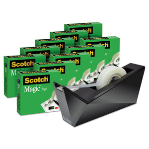 Magic Tape Desktop Dispenser Value Pack, 1" Core, 0.75" X 83.33 Ft, Clear, 10-pack
