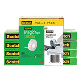 Clip Dispenser Value Pack, 1" Core, Charcoal, Plus 12 Tape Rolls 3-4" X 1000"