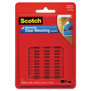 Mounting Squares, Precut, Removable, 11-16" X 11-16", Clear, 35-pack