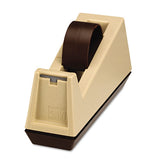 Heavy-duty Weighted Desktop Tape Dispenser, 3" Core, Plastic, Putty-brown