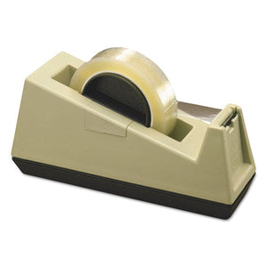 Heavy-duty Weighted Desktop Tape Dispenser, 3" Core, Plastic, Putty-brown