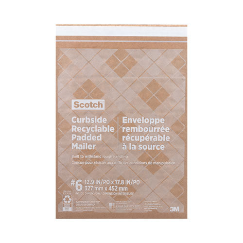 Curbside Recyclable Padded Mailer, #6, Self-adhesive Closure, 13.75 X 20, Natural Kraft, 50-carton