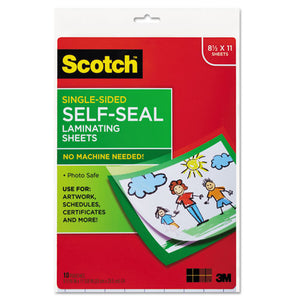 Self-sealing Laminating Sheets, 6 Mil, 9.06" X 11.63", Gloss Clear, 10-pack