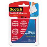 Restickable Mounting Tabs, 1" X 1", 18-pack
