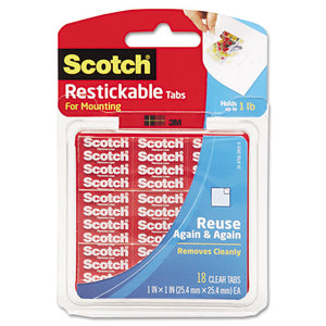 Restickable Mounting Tabs, 1" X 1", 18-pack