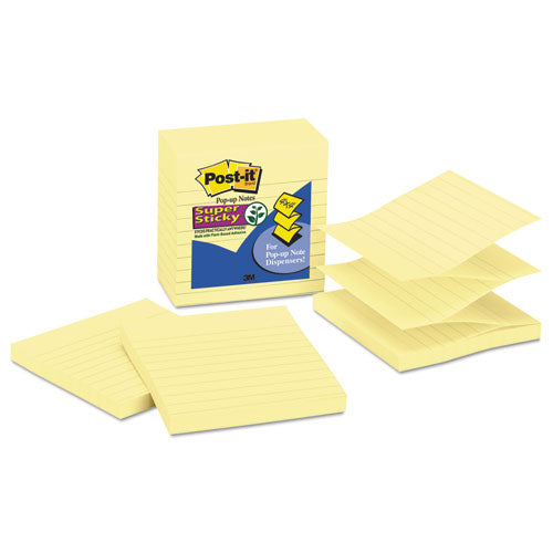 Pop-up Notes Refill, Lined, 4 X 4, Canary Yellow, 90-sheet, 5-pack