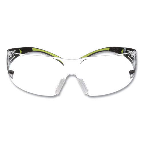 Securefit Protective Eyewear, 400 Series, Green Plastic Frame, Clear Polycarbonate Lens