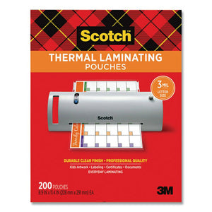 Laminating Pouches, 3 Mil, 9" X 11.5", Gloss Clear, 200-pack