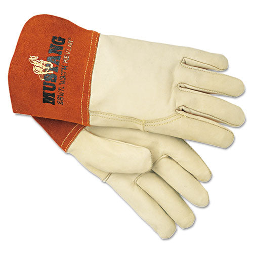 Mustang Mig-tig Leather Welding Gloves, White-russet, Large, 12 Pairs