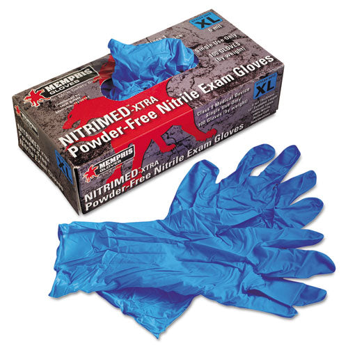Nitri-med Disposable Nitrile Gloves, Blue, X-large, 100-box