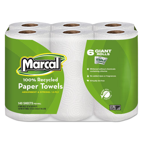 100% Recycled Roll Towels, 2-ply, 5 1-2 X 11, 140-roll, 24 Rolls-carton