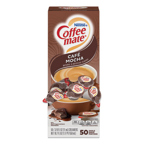 Liquid Coffee Creamer, Cafe Mocha, 0.38 Oz Mini Cups, 50-box