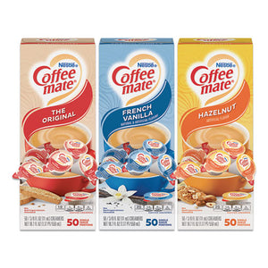 Liquid Coffee Creamer, French Vanilla-hazelnut-original, 0.38 Oz Mini Cups, 150 Cups-carton