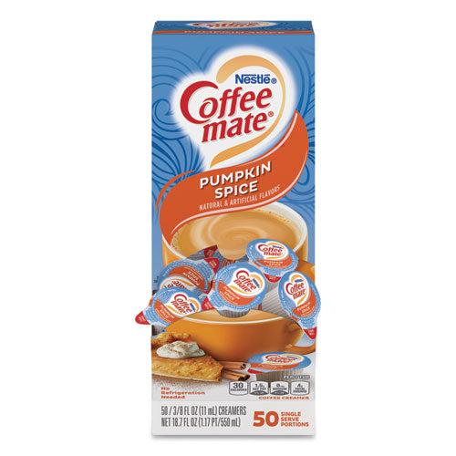 Liquid Coffee Creamer, Pumpkin Spice, 0.38 Oz Mini Cups, 50-box