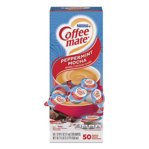 Liquid Coffee Creamer, Peppermint Mocha, 0.38 Oz Mini Cups, 50-box