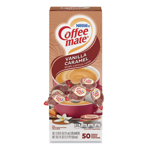 Liquid Coffee Creamer, Vanilla Caramel, 0.38 Oz Mini Cups, 50-box