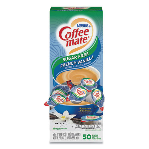 Liquid Coffee Creamer, Sugar-free French Vanilla, 0.38 Oz Mini Cups, 50-box