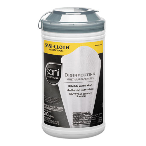 Disinfecting Multi-surface Wipes, 7 1-2 X 5 3-8, 200-canister, 6-carton