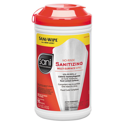 No-rinse Sanitizing Multi-surface Wipes, White, 95-container, 6-carton