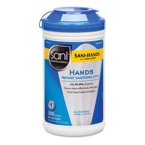 Hands Instant Sanitizing Wipes, 7 1-2 X 5, 300-canister