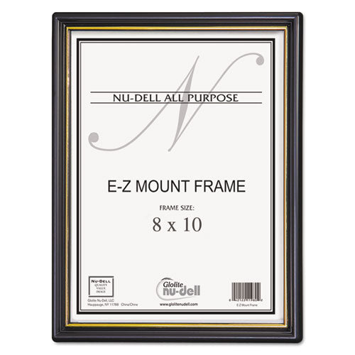 Ez Mount Document Frame-accent, Plastic Face, 8 X 10, Black-gold