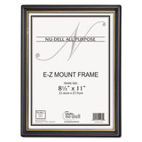 Ez Mount Document Frame W-trim Accent, Plastic Face, 8.5 X 11, Black-gold, 18-ct