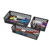 Recycled Supply Basket, 10.125" X 3.0625" X 2.375", Black, 3-pack