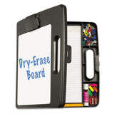 Portable Dry Erase Clipboard Case, 4 Compartments, 1-2" Capacity, Charcoal