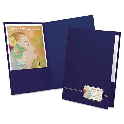 Monogram Series Business Portfolio, Cover Stock, Blue-gold, 4-pack