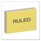 Ruled Index Cards, 4 X 6, Blue-violet-canary-green-cherry, 100-pack
