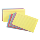 Ruled Index Cards, 3 X 5, Glow Green-yellow, Orange-pink, 100-pack
