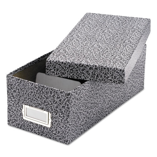 Reinforced Board Card File, Lift-off Cover, Holds 1,200 3 X 5 Cards, Black-white