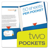 High Gloss Laminated Paperboard Folder, 100-sheet Capacity, Blue, 25-box