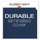 High Gloss Laminated Paperboard Folder, 100-sheet Capacity, Navy, 25-box