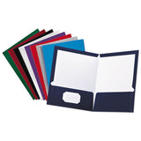 High Gloss Laminated Paperboard Folder, 100-sheet Capacity, Navy, 25-box