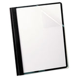 Linen Finish Clear Front Report Cover, 3 Fasteners, Letter, Navy, 25-box