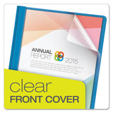 Clear Front Report Cover, 3 Fasteners, Letter, 1-2" Capacity, Blue, 25-box