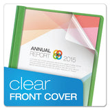 Clear Front Report Cover, 3 Fasteners, Letter, 1-2" Capacity, Green, 25-box