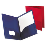 Poly Twin-pocket Folder, Holds 100 Sheets, Opaque Dark Blue