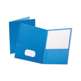 Twin-pocket Folder, Embossed Leather Grain Paper, Blue, 25-box
