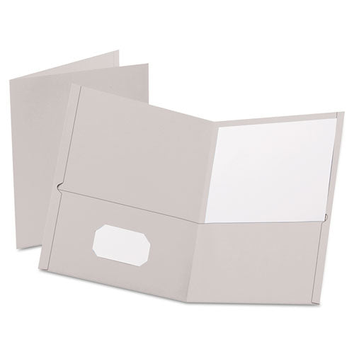 Twin-pocket Folder, Embossed Leather Grain Paper, Gray, 25-box